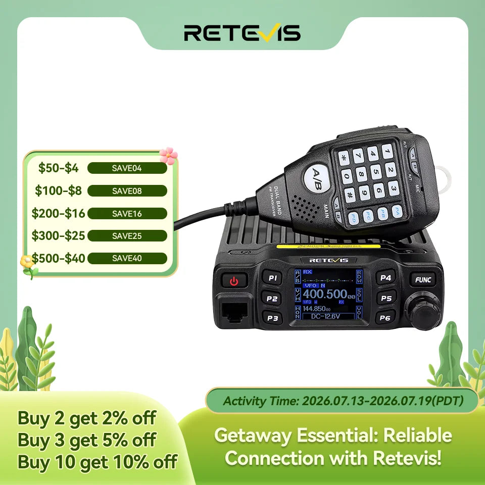 RT95 Mobile Ham Radio Two-Way Car Radio VHF UHF Dual Band Mobile Radio Station Transceiver Base Station for Camping